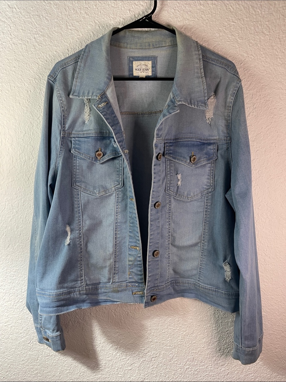 Wax Jean Light Blue Distressed Denim Jacket